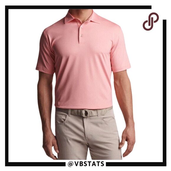 Peter Millar Men's Short Sleeve Summer Comfort Golf Polo Shirt Salmon Pink Large - Picture 1 of 14